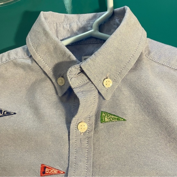 JANIE AND JACK Embroidered Varsity long-sleeve button-up Oxford, 4 - Picture 4 of 9